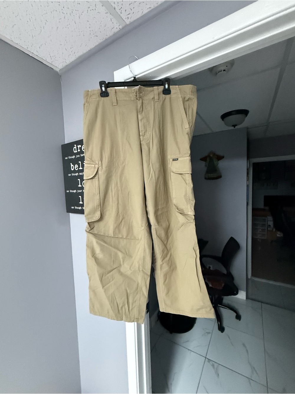 Coach Men's Khaki Cargo Pants with Flap Pockets